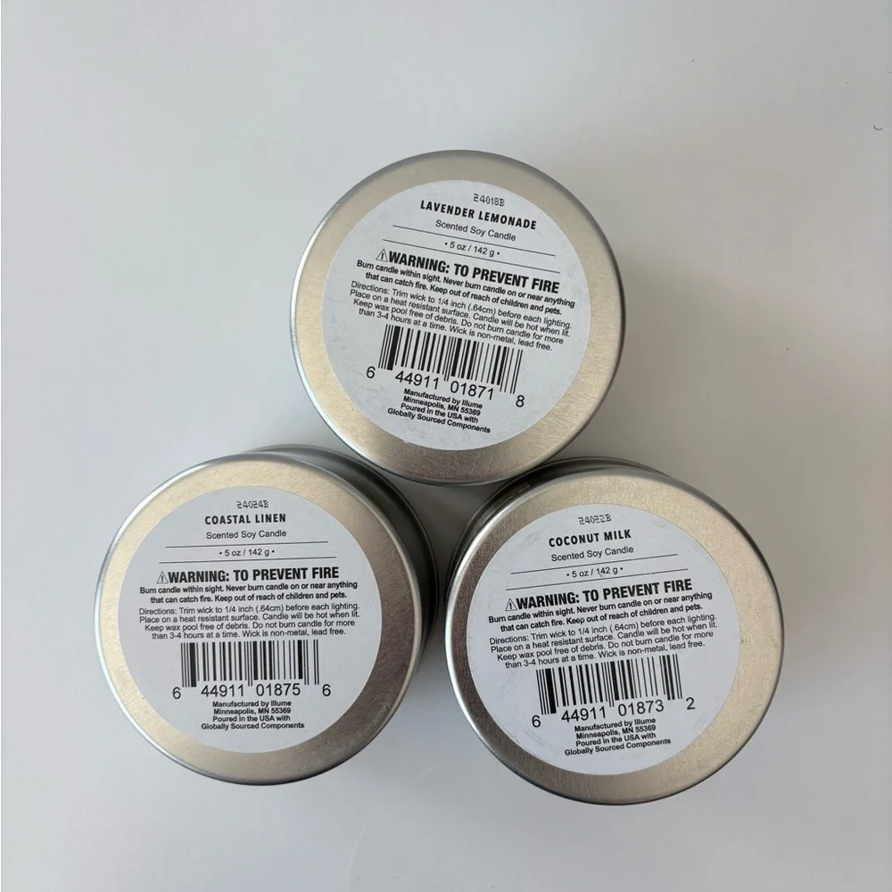 Illume Set of 3 Tin Candles 5 oz Signature Soy NEW